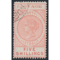 AUSTRALIA / SA - 1902 5/- reddish pink Long Tom, thin POSTAGE, CTO – SG # 277
