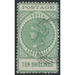 AUSTRALIA / SA - 1902 10/- green Long Tom, thin POSTAGE, used – SG # 278