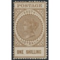 AUSTRALIA / SA - 1907 1/- brown Long Tom, thick POSTAGE, crown SA wmk, MH – SG # 288