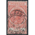 AUSTRALIA / SA - 1904 5/- red Long Tom, thick POSTAGE, crown SA wmk, used – SG # 290