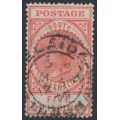 AUSTRALIA / SA - 1904 5/- red Long Tom, thick POSTAGE, crown SA wmk, used – SG # 290