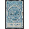 AUSTRALIA / SA - 1892 £1 blue Long Tom overprinted SPECIMEN, MH – SG # 199as