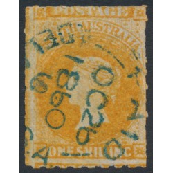 AUSTRALIA / SA - 1859 1/- orange QV, large star watermark, rouletted, used – SG # 18