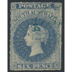 AUSTRALIA / SA - 1858 6d slate-blue QV, large star watermark, rouletted, used – SG # 17