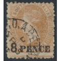 AUSTRALIA / SA - 1880 8d on 9d burnt umber QV, broad star watermark, used – SG # 119