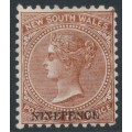 AUSTRALIA / NSW - 1897 9d on 10d red-brown QV, perf. 11:12, crown NSW watermark, MH – SG # 236d