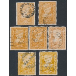 AUSTRALIA / TAS - 1907-1912 complete set of 4d Russell Falls shades and perfs, used – SG # 247