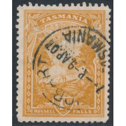 AUSTRALIA / TAS - 1907 4d pale yellow-brown Russell Falls, perf. 11, crown A watermark, used – SG # 247a