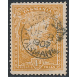 AUSTRALIA / TAS - 1907 4d pale yellow-brown Russell Falls, perf. 11, crown A watermark, used – SG # 247a