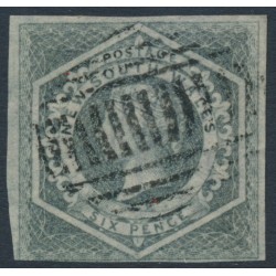 AUSTRALIA / NSW - 1854 6d deep slate Diadem, imperforate, ‘6’ watermark, used – SG # 89