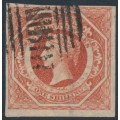 AUSTRALIA / NSW - 1857 1/- rosy vermilion Diadem, imperforate, ‘8’ watermark, used – SG # 99a