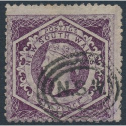 AUSTRALIA / NSW - 1866 6d purple Diadem, perf. 13:13, '12' watermark, used – SG # 165b