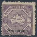 AUSTRALIA / NSW - 1889 5/- purple Map of Australia, ‘5/~ NSW’ wmk, o/p Specimen, MNG – SG # 261s