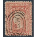 AUSTRALIA / NSW - 1862 1d dull red Diadem, perf. 13:13, ‘1’ watermark, used – SG # 155