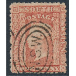 AUSTRALIA / NSW - 1862 1d dull red Diadem, perf. 13:13, ‘1’ watermark, used – SG # 155