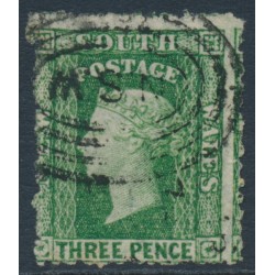 AUSTRALIA / NSW - 1872 3d dull green Diadem, perf. 13:13, ‘6’ watermark, used – SG # 158a