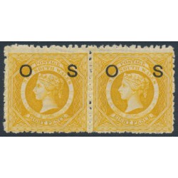 AUSTRALIA / NSW - 1885 8d yellow Diadem, perf. 12:10, o/p OS, pair, MH – SG # O32b