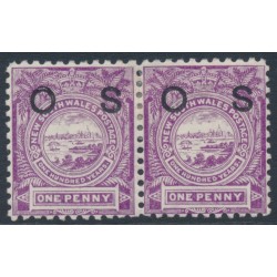 AUSTRALIA / NSW - 1888 1d mauve Seal of Sydney, perf. 11:12, o/p OS, pair, MH – SG # O39b