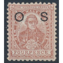 AUSTRALIA / NSW - 1889 4d red-brown Captain Cook, perf. 11:12, o/p OS, MH – SG # O41c