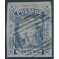 AUSTRALIA / NSW - 1851 2d ultramarine Laureates, imperf., no watermark, used – SG # 52