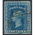 AUSTRALIA / NSW - 1857 2d blue Diadem, imperf., ‘5’ watermark, plate I, used – SG # 112c