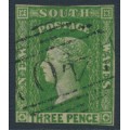 AUSTRALIA / NSW - 1856 3d yellow-green Diadem, '40' cancel (rarity = 4R) – SG # 115