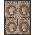 AUSTRALIA / SA - 1897 1/- chocolate QV Diadem, block of 4, MH – SG # 130