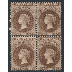 AUSTRALIA / SA - 1897 1/- chocolate QV Diadem, block of 4, MH – SG # 130