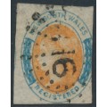 AUSTRALIA / NSW - 1856 6d orange/blue Registered stamp, imperf., used – SG # 104