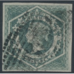 AUSTRALIA / NSW - 1854 6d greenish grey Diadem, imperforate, ‘6’ watermark, used – SG # 90