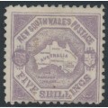 AUSTRALIA / NSW - 1890 5/- lilac Map, perf. 10, ‘5/- NSW’ in diamond wmk, MNG – SG # 263