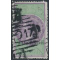 AUSTRALIA / NSW - 1885 5/- lilac/green Stamp Duty, o/p POSTAGE, used – SG # 238b