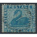 AUSTRALIA / WA - 1861 2d blue Swan, perf. 15:15, swan watermark, used – SG # 41