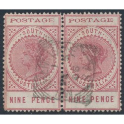 AUSTRALIA / SA - 1903 9d rosy lake Long Tom pair, thin POSTAGE, used – SG # 283
