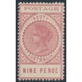 AUSTRALIA / SA - 1903 9d rosy lake Long Tom, thin POSTAGE, MH – SG # 283