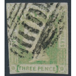 AUSTRALIA / NSW - 1852 3d yellow-green Laureates, imperf., no watermark, used – SG # 67