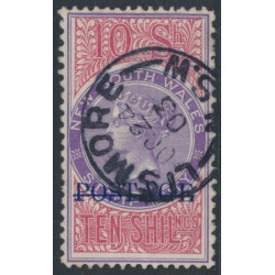 AUSTRALIA / NSW - 1894 10/- violet/claret Stamp Duty, o/p POSTAGE, used – SG # 275b