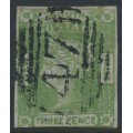 AUSTRALIA / NSW - 1852 3d green Laureates, imperf., no watermark, used – SG # 66