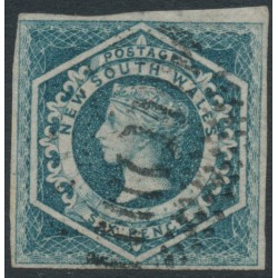 AUSTRALIA / NSW - 1854 6d slate-green Diadem, imperforate, ‘6’ watermark, used – SG # 91