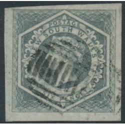 AUSTRALIA / NSW - 1854 6d bluish grey Diadem, imperforate, ‘6’ watermark, used – SG # 92