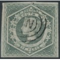AUSTRALIA / NSW - 1854 6d olive-grey Diadem, imperforate, ‘6’ watermark, used – SG # 95