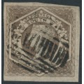 AUSTRALIA / NSW - 1854 6d greyish brown Diadem, imperforate, ‘6’ watermark, used – SG # 96