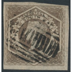 AUSTRALIA / NSW - 1854 6d greyish brown Diadem, imperforate, ‘6’ watermark, used – SG # 96
