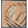 AUSTRALIA / VIC - 1854 6d dull orange QV woodblock, imperf., used – SG # 32a