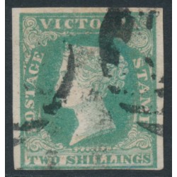 AUSTRALIA / VIC - 1854 2/- dull bluish green QV, imperf., used – SG # 35