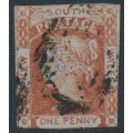 AUSTRALIA / NSW - 1852 1d orange-brown Laureates, imperf., laid paper, used – SG # 49