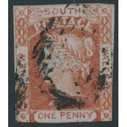 AUSTRALIA / NSW - 1852 1d orange-brown Laureates, imperf., laid paper, used – SG # 49