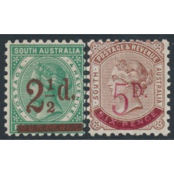AUSTRALIA / SA - 1891 2½d & 5d overprints set of 2, perf. 10:10, MH – SG # 229-230