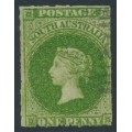 AUSTRALIA / SA - 1861 1d yellow-green QV, large star watermark, rouletted, used – SG # 19