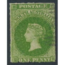 AUSTRALIA / SA - 1861 1d yellow-green QV, large star watermark, rouletted, used – SG # 19
